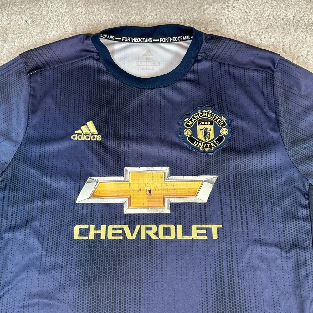 Adidas Manchester United Jersey Mens Medium Navy Romelu Lukaku 9 2018-19 Parley